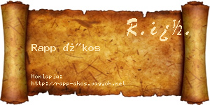 Rapp Ákos névjegykártya